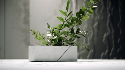 A plant in a white vase on a table
