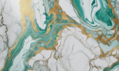 Marble Background. White Turquoise Green Marbled Texture with Gold Veins. Abstract luxury background for Wallpaper, Banner, invitation, website.