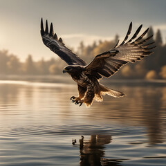 eagle in the water regenerative AI by Aquiles Orfei