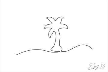 continuous line vector illustration design of palm tree