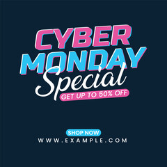 Fototapeta na wymiar Cyber Monday Sale Typography Banner, Cyber Monday Deal Background