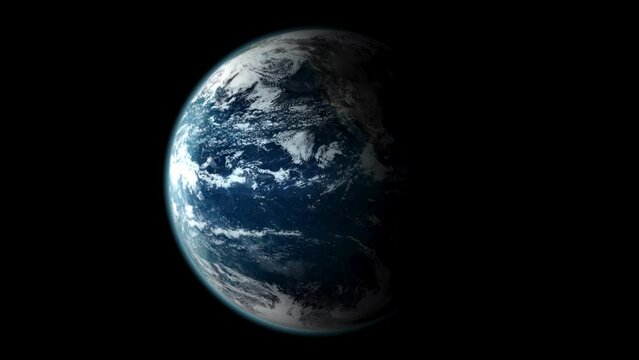 Earth rotating in space - super realistic video of globe spinning on black background