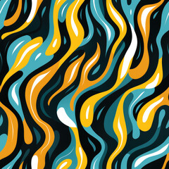 Abstract minimal shapes wavy retro repeat pattern