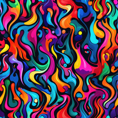 Abstract minimal shapes wavy retro repeat pattern