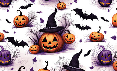 Halloween, scary pumpkins on a white background