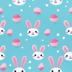 Bunnies cartoon rabbits repeat pattern simple minimalistic
