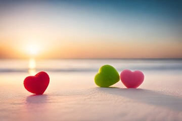 Fototapeta premium two hearts on the beach