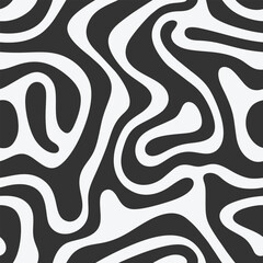 Abstract shapes seamless pattern . Hand drawn minimal black and white