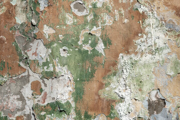 Old green brown vintage wall, background pattern.