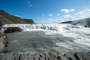 Close up of Gullfoss Waterfall in Iceland, along the Golden Circle route