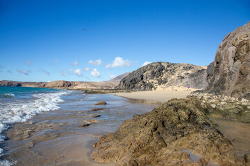 scenic Papagayo beaches in Playa Blanca, Lanzarote, Spain.
