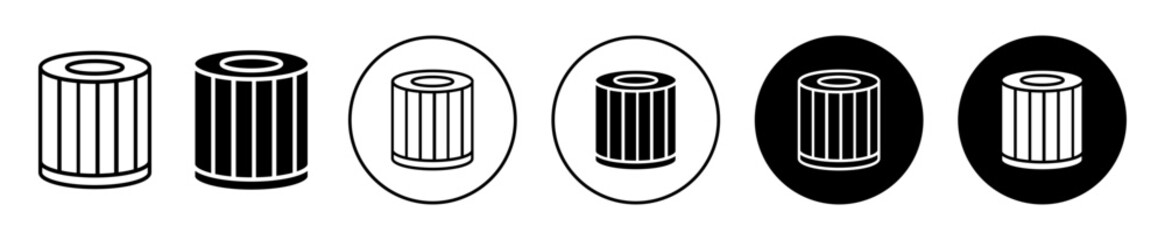 air filter icon. Automotive car engine oil or liquid water filtration tool symbol set. Auto air filter maintenance equipment vector sign. Dust particle filter line icon.