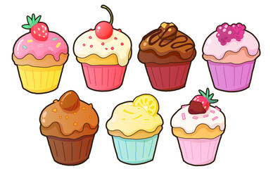 手描きカップケーキのセット
