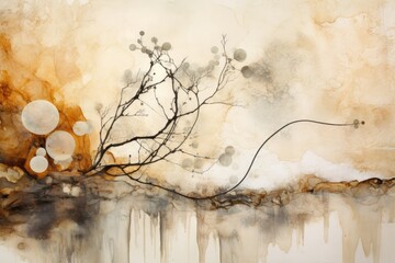 Abstract picture inspired by nature, with organic forms and soothing earth tones for a calming ambiance - Generative AI