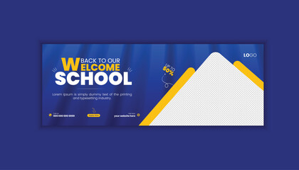 School admission facebook cover page or instagram banner design. vector premium back to facebook cover  pack template