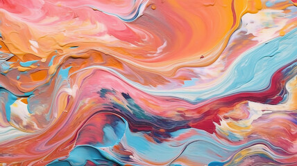 Abstract marbled acrylic paint ink painted waves painting texture colorful background.genetarive ai