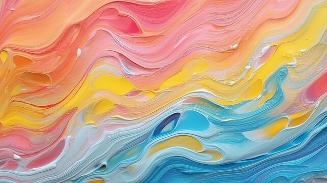 Abstract marbled acrylic paint ink painted waves painting texture colorful background.generative ai