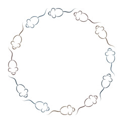 mouse rat art drawn line design round frame