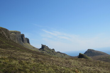 Isle of Skye island against a blue sky in Scotland