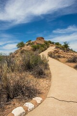 Vertical shot of the Tuzigoot Ruins walkway in Verde Valley, Cottonwood, Arizona