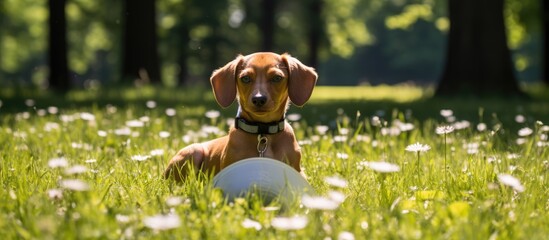Dog with illness wearing funnel collar