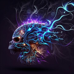 an image of the head of a skull on dark background