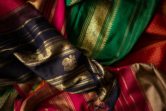 Handwoven silk with gold work 
