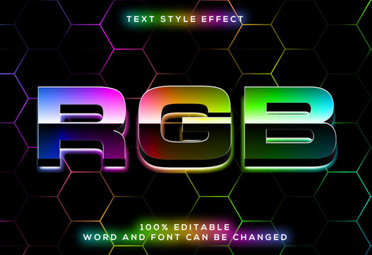 RGB Colorful Text Effect on hexagonal background
