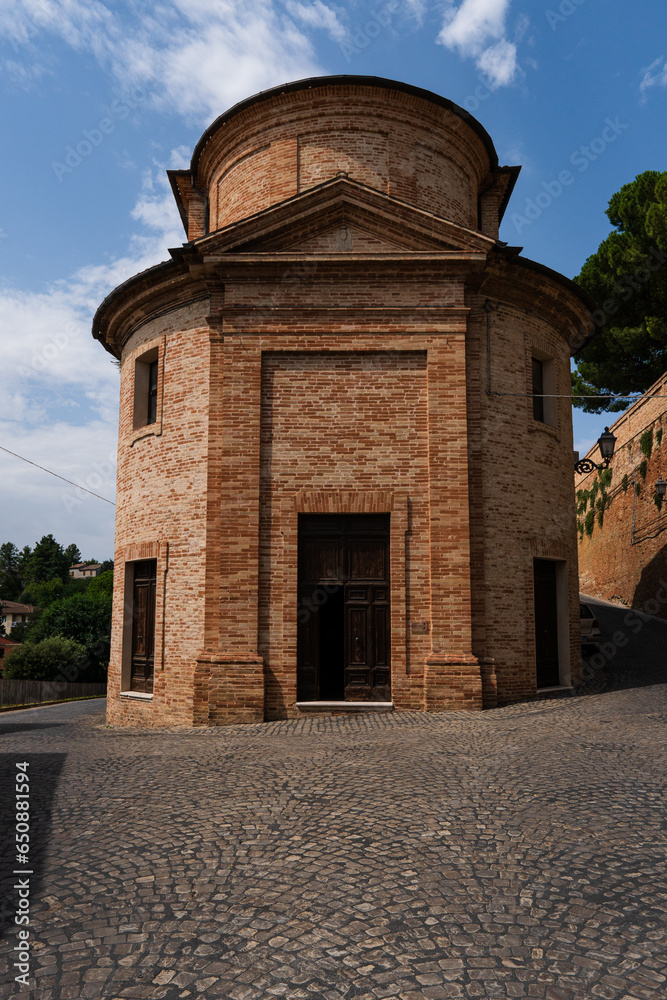 Sticker vertical shot of the ss sacramento church during daytime in offagna, italy