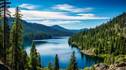 Hayden Lake Landscape: A Breathtaking Panorama of Idaho's Majestic Mountains, Lush Forests and Serene Lake