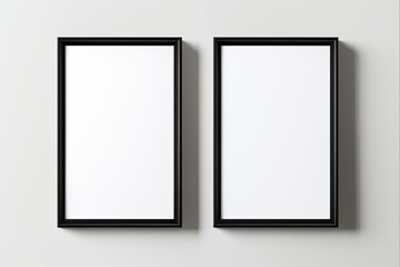 Isolated Thin Black Frame with White Mat for Art and Photos - Rectangular Shape Object - obrazy, fototapety, plakaty