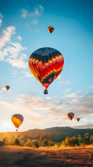 colorful hot air balloons in the Sky, 9:16 format