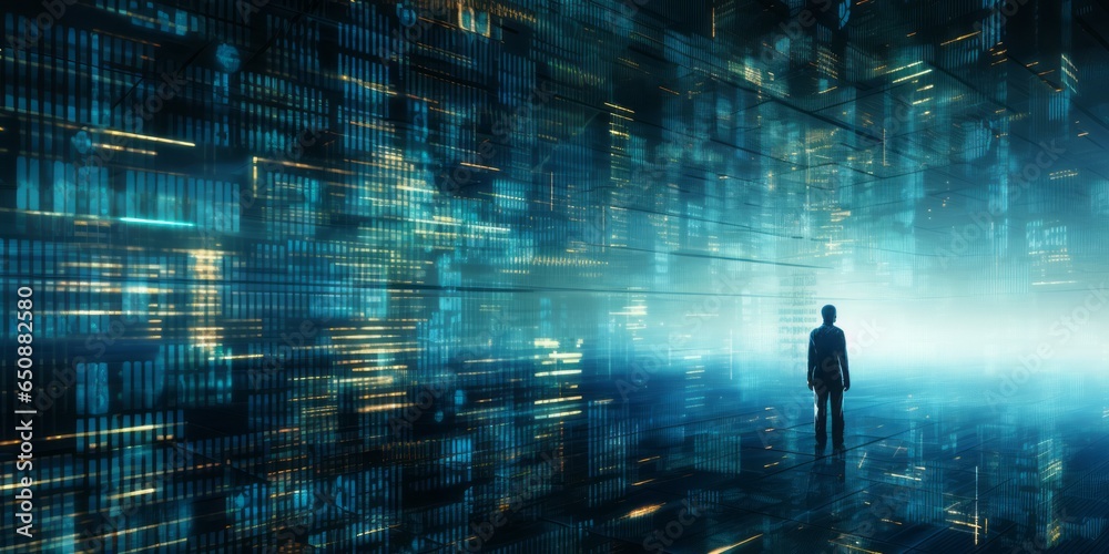 Leinwandbilder Digital Encoding: A Major Advancement in Data Processing and Security, Leading the Way in Technological Innovation, Encryption, and Cybersecurity to Safeguard Information in the Digital Age