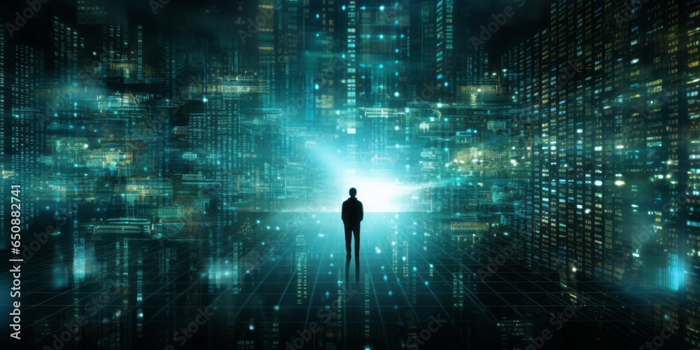 Fototapete Digital Encoding: A Major Advancement in Data Processing and Security, Leading the Way in Technological Innovation, Encryption, and Cybersecurity to Safeguard Information in the Digital Age