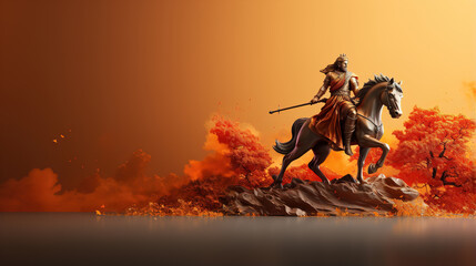 Obraz na płótnie Canvas Hindu festival of light, joy, love and victory. The figure of a warrior, demigod or god. Ai generative