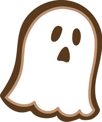 Editable halloween spooky, cute and fun screaming ghost icing cookie vector illustration. material for background with editable strokes