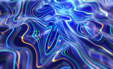 Abstract data swirl. Wavy field of tangled strings 3D illustration. The magic and beauty of mysterious feelings