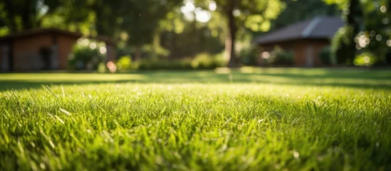 Foto auf Acrylglas Gras Newly mowed lawn in a residential yard