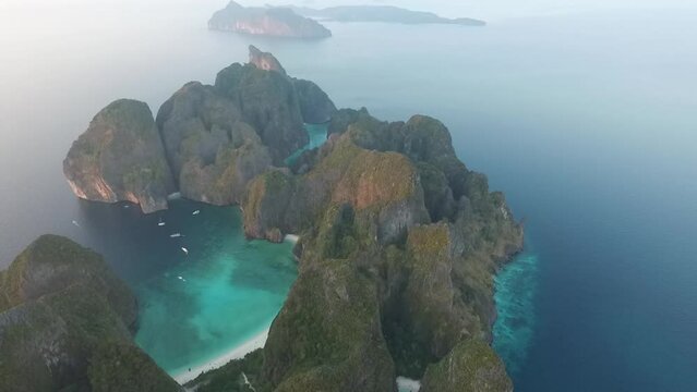 Aerial view of the Phiphi island mayabay in thailand