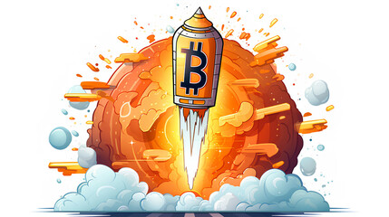 Bitcoin profit rocket - obrazy, fototapety, plakaty