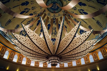 Naklejka premium Ornate ceiling of the Islamic Center Mosque in Mataram