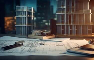 Freelance engineers, engineers, and architects work on startup project drawings and building plans. working as an architect, creating construction models and sketch designs. a digital representation. 