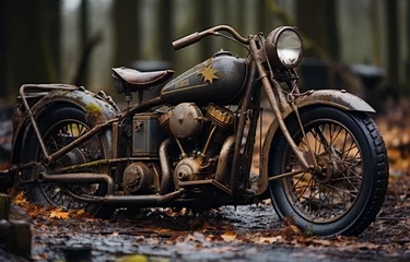 Fotobehang vintage old motorcycle. Generative in ai © neeai