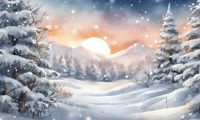 Beautiful Christmas Winter Background Digital Template Design - ai generated