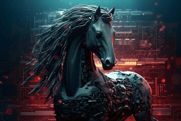 Trojaner Pferd Digital Virus - obrazy, fototapety, plakaty