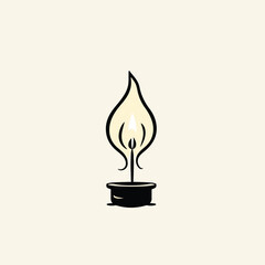 A white background with a black burning candle in it, graphical, graphic design elements