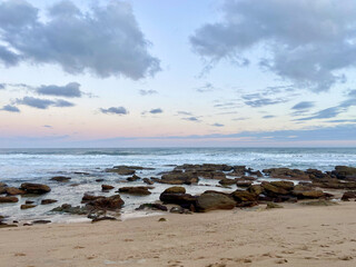 Rocky Shelly Beach on a cloudy day in KwaZulu-Natal, South Africa