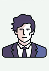 Vector illustration of a confident man in a formal suit, perfect for an avatar for a website or app