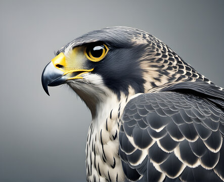 peregrine falcon close up. Professional studio portrait of a peregrine falcon. generative AI