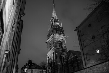 Low angle view of a church at night
